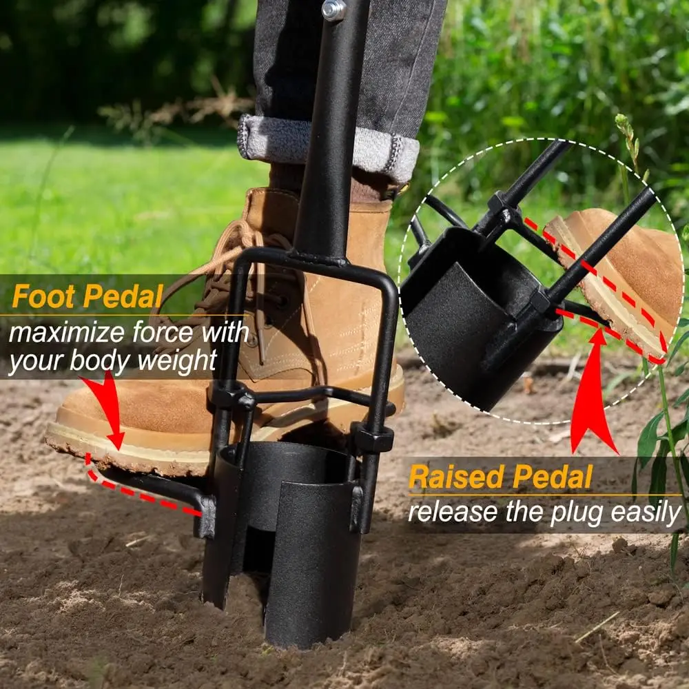 premium long handled bulb planter tool with soft grip heavy duty gardening transplanter with serrated base post hole diggers premium long handled bulb planter tool with soft grip heavy duty gardening transplanter with serrated base post hole diggers