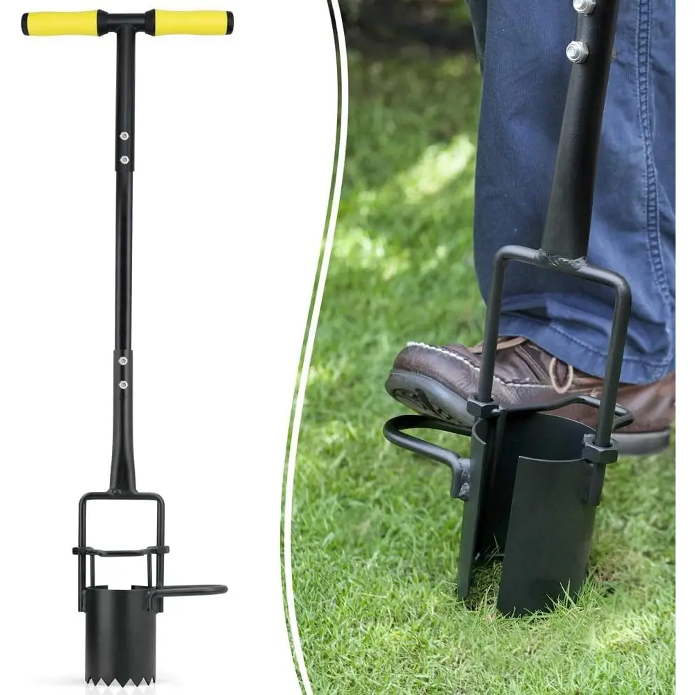 premium long handled bulb planter tool with soft grip heavy duty gardening transplanter with serrated base post hole diggers premium long handled bulb planter tool with soft grip heavy duty gardening transplanter with serrated base post hole diggers